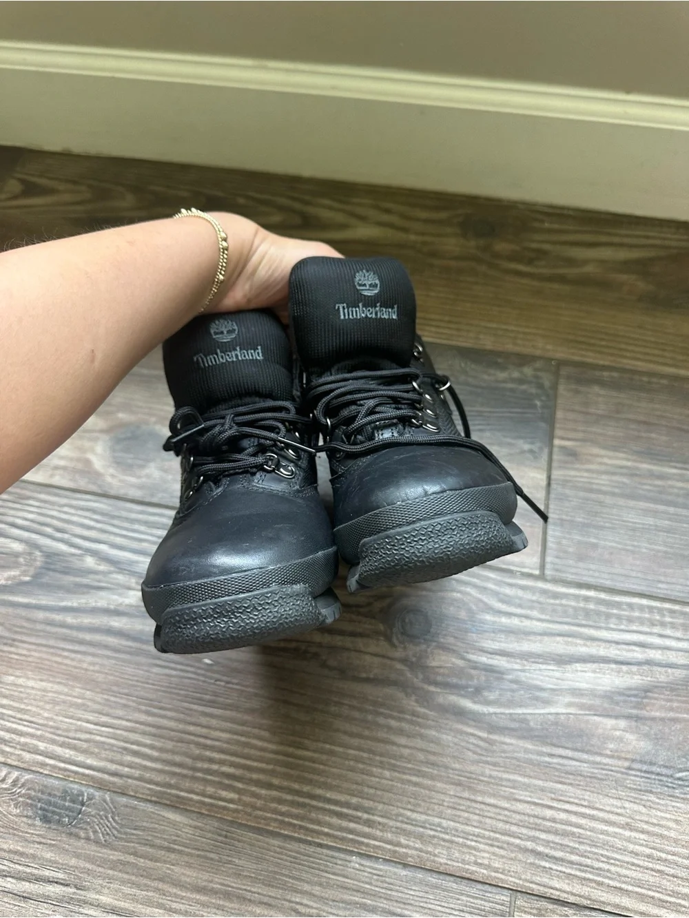 Timberland Kids Black Lace-Up Leather Boots